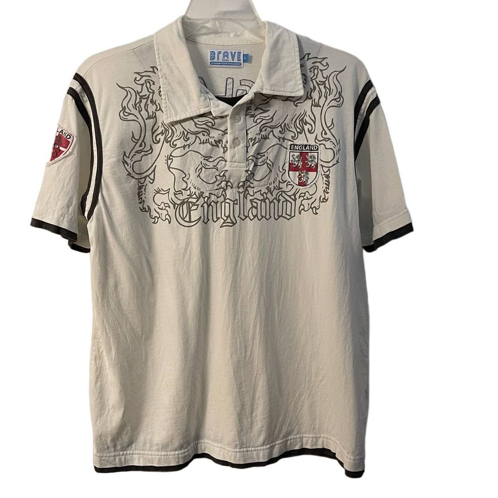 Brave Soul Stadium Team Challenge Polo Shirt Mens L England